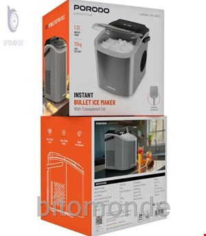 یخ‌ساز گلوله‌ای سریع Porodo Lifestyle Instant Bullet Ice Maker – نقره‌ای