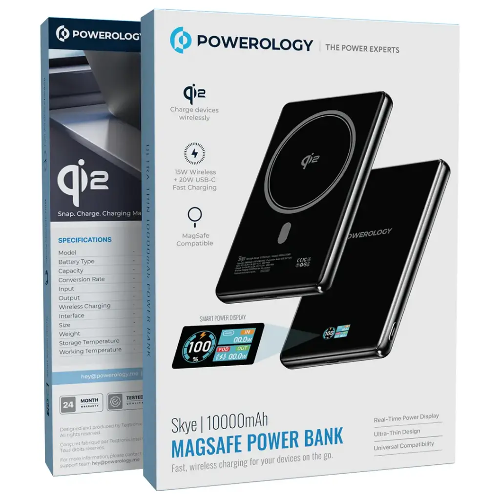 پاوربانک پاورولوژی Skye با ظرفیت 10000 میلی‌آمپر ساعت از نوع MagSafe