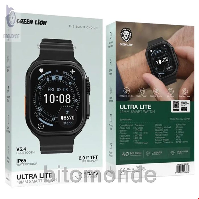ساعت هوشمند مدل اولترا لایت گرین لاین Green Lion Ultra Lite 49mm Smart watch GL-SWA64