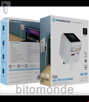 شارژر دیواری 70 واتی پاورولوژی Powerology اصل مدل PWCUQC051 هوشمند