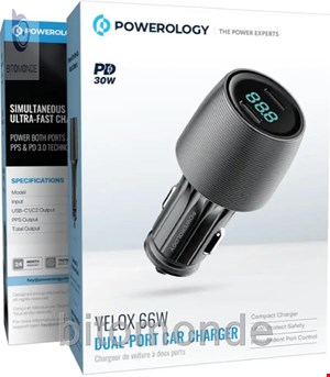 شارژر فندکی پاورولوژی Powerology Velox 66W Dual-Port Car Charger PCCSR021