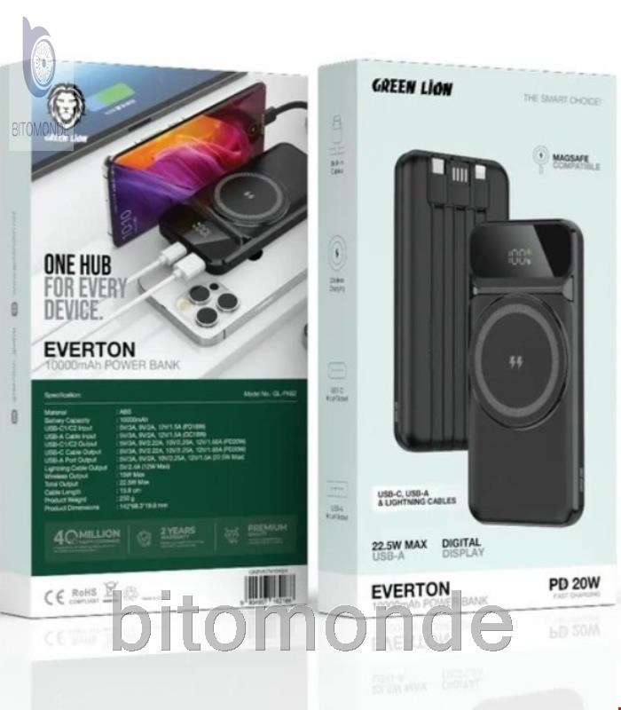پاوربانک 10000 گرین لاین Green Lion Everton Power Bank GNEVRTN10K