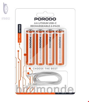 پک 4 تایی باتری قلمی شارژی پرودو Porodo PDAA25RB